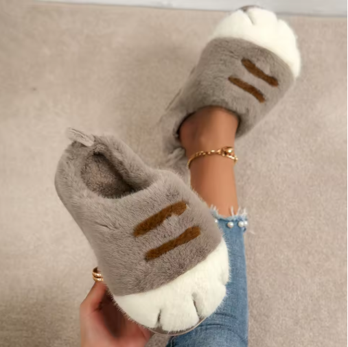 Fluffy Kitty Claw Slippers -Warm House Slides ♡