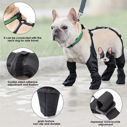 Stay-On Waterproof Dog Boots with Suspenders – Non-Slip Paw Protection
