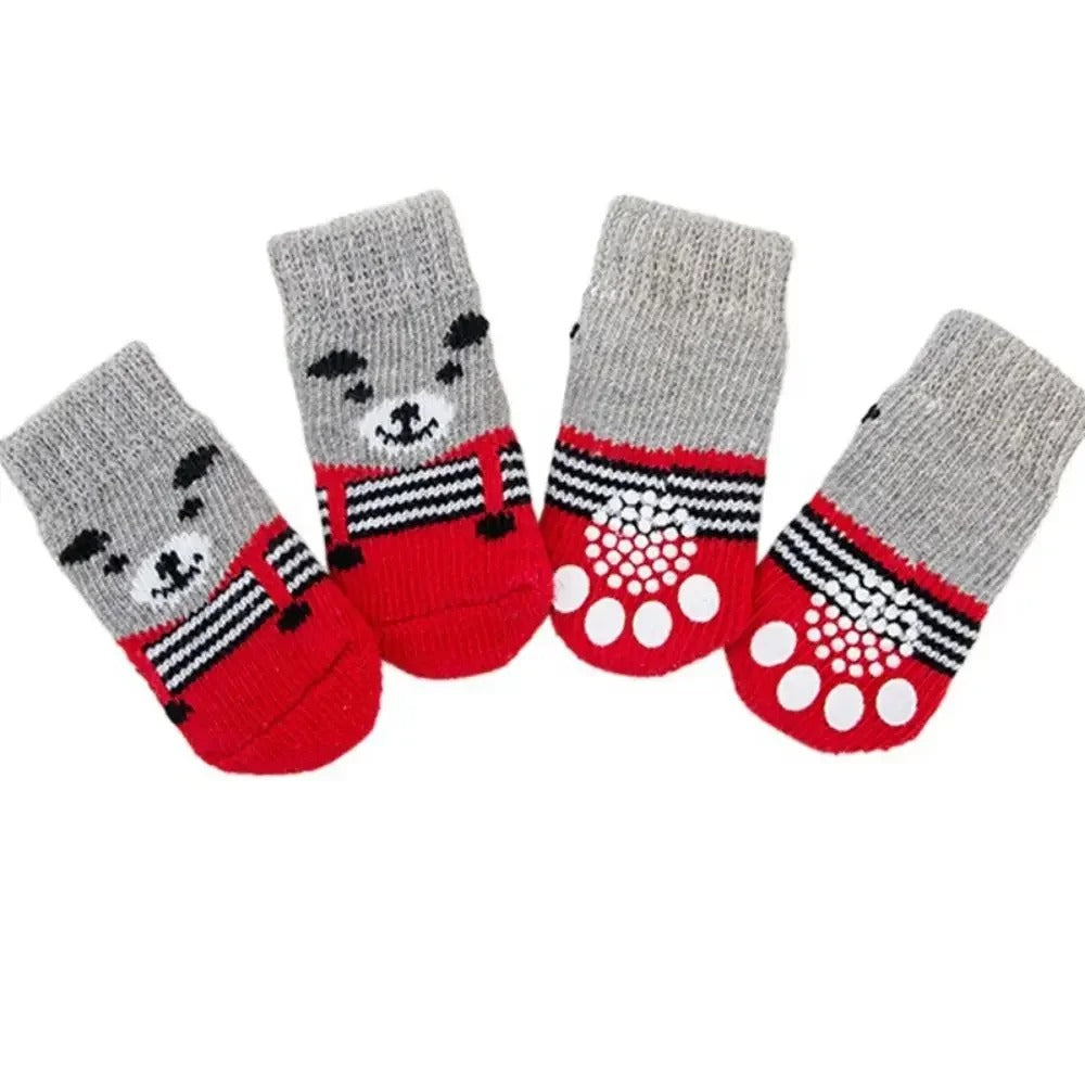 Cosy Anti-Slip Dog Socks (4pcs) – Warm Wool Paw Protectors