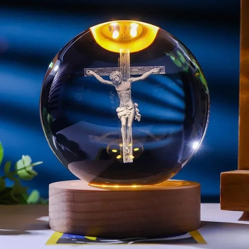 Illuminated Crystal Jesus Devotion Lamp