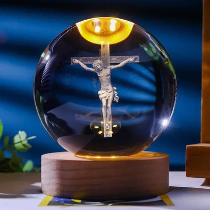 Illuminated Crystal Jesus Devotion Lamp