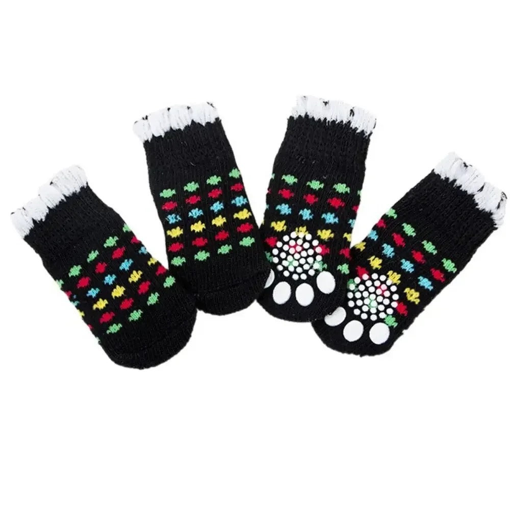 Cosy Anti-Slip Dog Socks (4pcs) – Warm Wool Paw Protectors