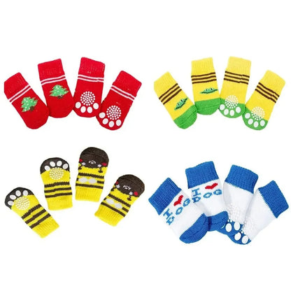 Cosy Anti-Slip Dog Socks (4pcs) – Warm Wool Paw Protectors