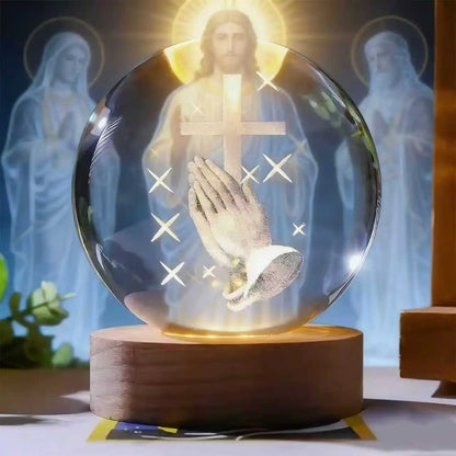 Illuminated Crystal Jesus Devotion Lamp