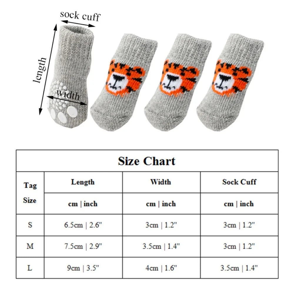 Cosy Anti-Slip Dog Socks (4pcs) – Warm Wool Paw Protectors