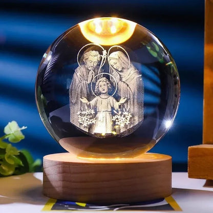 Illuminated Crystal Jesus Devotion Lamp