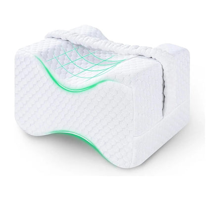 Knee Pillow for Side Sleepers – Memory Foam Leg Pillow with Straps