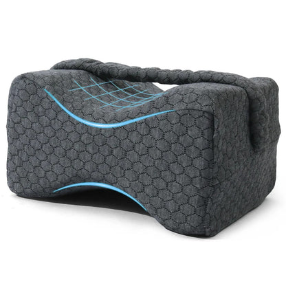 Knee Pillow for Side Sleepers – Memory Foam Leg Pillow with Straps
