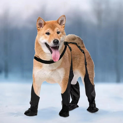 Stay-On Waterproof Dog Boots with Suspenders – Non-Slip Paw Protection