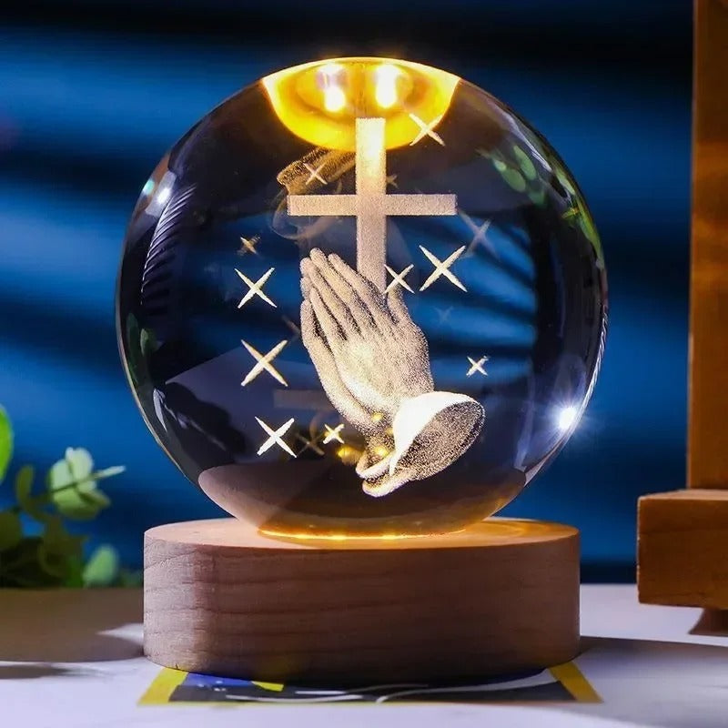 Illuminated Crystal Jesus Devotion Lamp
