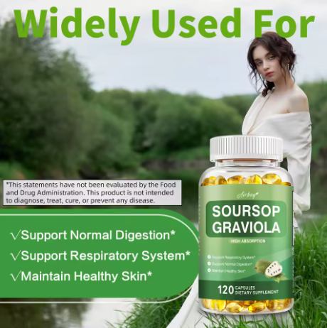 Soursop Graviola Capsules 1000mg – 120 Vegan Caps Immune & Cell Support