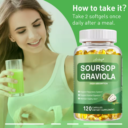 Soursop Graviola Capsules 1000mg – 120 Vegan Caps Immune & Cell Support